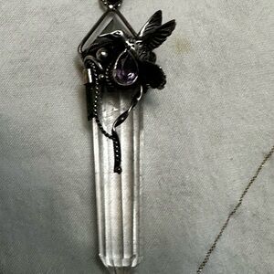 Silver and Purple Crystal Pendant Necklace